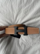 Hermes 32mm Reversible Leather H Belt Brown Black w/ Noir Buckle 34-36