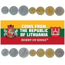 Lithuanian 7 Coin Set 1 2 5 10 20 50 Centu 1 Litas | Lithuania | 1991 - 2014 picture