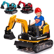 Yellow/Blue/Red 12V Battery Power Kids Ride On Excavator Bulldozer 360° w/Remote picture