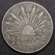 1868 Zs YH Mexico 4 Reales Zacatecas Mint - Circulated picture