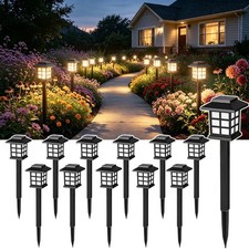 12 Pack Solar Pathway Lights Outdoor Garden Walkway Lawn Landscape Stake Lamps picture