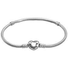 Pandora Heart Clasp Snake Chain Bracelet In Sterling Silver picture
