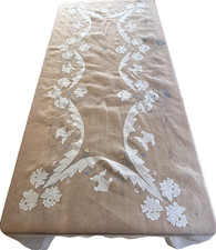 Vintage Madeira Linen Organza Hand Embroidered Banquet Tablecloth & Napkins B396 picture