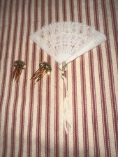 Antique French Fashion Doll Hair Accessories With Fan picture