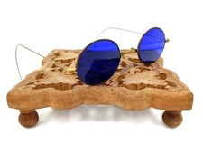 Antique Cobalt Blue Sunglasses Vtg Civil War Glasses Spectacles RARE picture