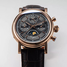 Seagull 1963 Sugess MoonPhase Master Chronograph Mechanical Mens Watch Brown picture