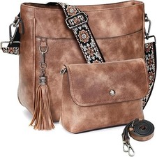 2PCS/Set Crossbody Bags for Women,Vegan Leather Hobo Purses | 2 Adjustable Guita picture