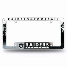 Oakland Las Vegas Raiders Chrome ALL OVER Premium License Plate Frame Cover NWT picture
