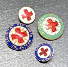 FOUR DIFFERENT VINTAGE RED CROSS PINS H876 picture