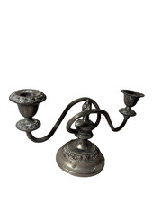 Vintage Ianthe England Silver Plated 2 Arm Candelabra Twin Candle Holder picture