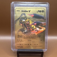 Giratina V 142/203  HP 768 Gold Foil Fan Art Display Card RARE - NM  picture