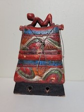 Vintage Old & Primitive Wooden Medicine or Travel Bag Hand Carved & Hand Painted picture
