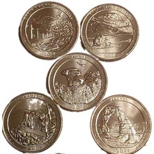 2014 America The Beautiful Gem Uncirculated Quarters 5 Pc Set Free Post picture