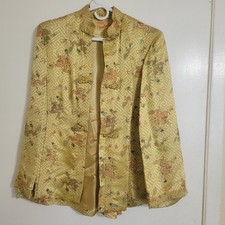 Rare Vintage Ying Tai Co Gold Silk Dragon Brocade Jacket Chinese Mandarin Collar picture