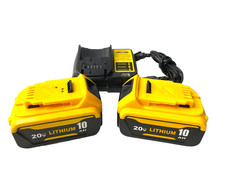 Lot of 2 FOR DEWALT 20V 10.0 AH 180Wh Lithium-Ion Rechargeable Battery W/Charger picture