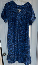 Anthony Richards XL Blue Floral House Dress Muumuu Cotton Blend Pockets picture