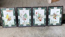 4 Old Chinese Antique Porcelain Plaque 11x15” Famille Verte IMMORTALS picture