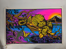 Vintage 1978 Velva-Print Flocked Blacklight Poster Jaguar 34