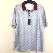 NWT Maelreg Grey Burgundy Short Sleeve Performance Golf All Over Print Polo M picture