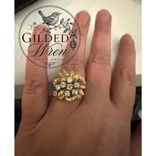 Vintage 1950s–1960s Hollywood Regency Natural Diamond Cocktail Ring Mid-Century picture