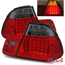2002 2003 2004 2005 BMW E46 3 Series Sedan Red Smoke FULL LED Tail Lights Pair picture