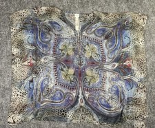 Chico's Kimono Blouse Womens S/M Blue Paisley Sheer Chiffon Lightweight Boho picture