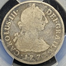 Colonial PERU 1773 King Charles III SILVER 2 Reales Coin Spain Carolus Lima PCGS picture