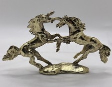 Vtg Pair of 2 Gold Toned Fighting Unicorns 2 1/2