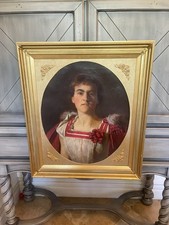 Alfred Priest - Early 20thC Antique Portrait Painting On Canvas Of Kitty Priest picture