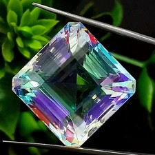 Certified 48.15 Ct Natural Asscher Rainbow Color Mystic Quartz Loose Gemstone picture