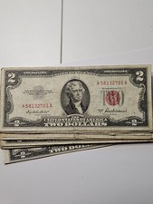 1953 Two Dollar Note Red Seal ~ $2 Bill G-VF+ Old Paper Estate Currency picture