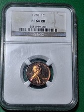 1938-P LINCOLN CENT . PF 64 RB. picture