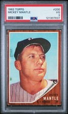 1962 Topps - Mickey Mantle #200 PSA VG3 Very Clean picture