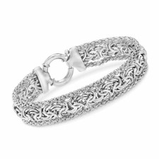 Technibond Popcorn Border Byzantine Bracelet Platinum Clad Real 925 Silver  picture