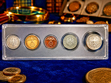 Rare WW2 German Coins Set with Secure Display Case Historical WW2 Artifacts picture