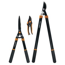 Fiskars 3pc Garden Tool Set Lopper Hedge Shear Pruner Stainless Steel Blades picture
