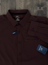 NWT George Mens Burgundy Red Stretch Performance Snap Down Long Slv Shirt Size L picture