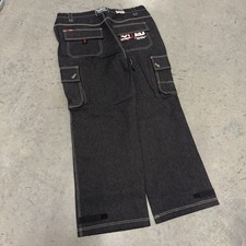Vintage 90's Y2K Solo Semore Jeans Mens 42x32 Black Baggy Wide Leg Deadstock picture