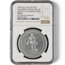1892-93 -CHICAGO Columbian Expo SC$1-Columbus Statue, HK-239, NGC MS 62-Top Pop picture