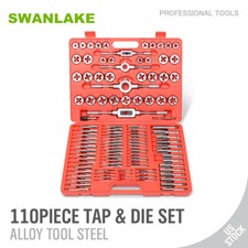 110 PCS Tap and Die Combination Set Tungsten Steel Titanium METRIC Tools w/Case picture