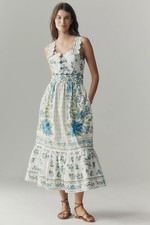 NEW Farm Rio x Anthropologie Sleeveless Scallop-Trim Printed Midi Dress, XL picture