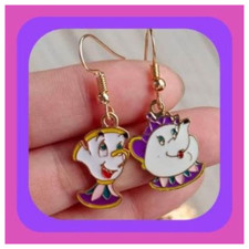 New Adorable Mrs Potts Teapot & Chip From Beauty & The Beast Drop Earrings picture