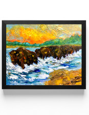 Guajardo Art: Stampede of the Water Buffalo 14X11 Original Artwork on Canvas picture