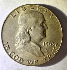 1963 Franklin Half Dollar 50C Business Strike Philadelphia 90% Silver picture