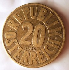 1954 AUSTRIA 20 GROSCHEN - Uncommon Type -  - BIN #EC2 picture