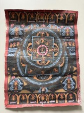 Vintage Tibetan Buddhist Mandala Thangka Hand Painted Cotton Nepal Buddha Art picture