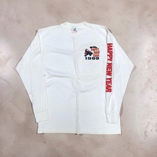 Vintage 1999 Happy New Year Men's M White Long Sleeve Graphic T-Shirt picture