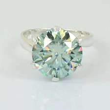 RARE 8.70 Ct Certified Round Cut Blue Treated Diamond Solitaire Ring 925 Silver picture