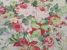 Vtg Cotton fabric remnant Pink peonies bouquets florals Granny Cottage core 2 yd picture