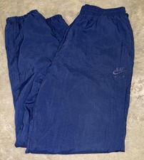 Vintage Nike Air Windbreaker Jogger Track Pants Men’s Lg 90s Navy Lined Swoosh picture